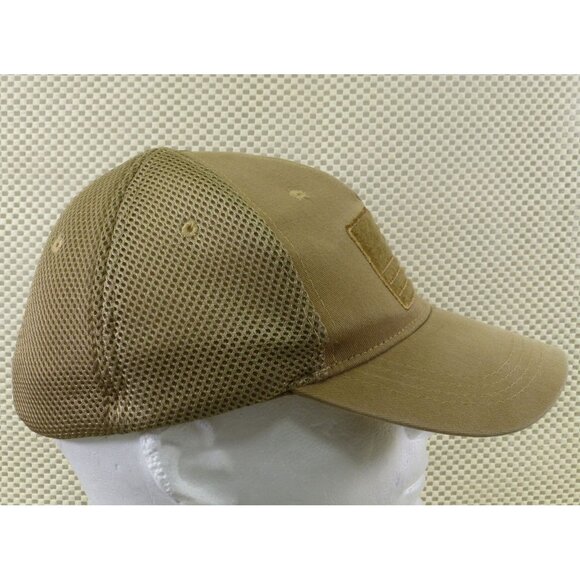 Highland Tactical Tan Mesh Back Cap With Embroidered American Flag - Picture 2 of 8